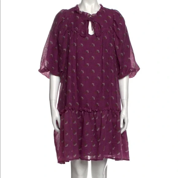 sea new york purple dress 109 NWT SEA NY New York Maxi Purple Long-Sleeve Naya Patchwork Dress $489 M